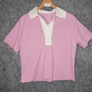 New Everlane Purple Short Sleeve The Retro Jersey Polo Shirt Size Small Oversize